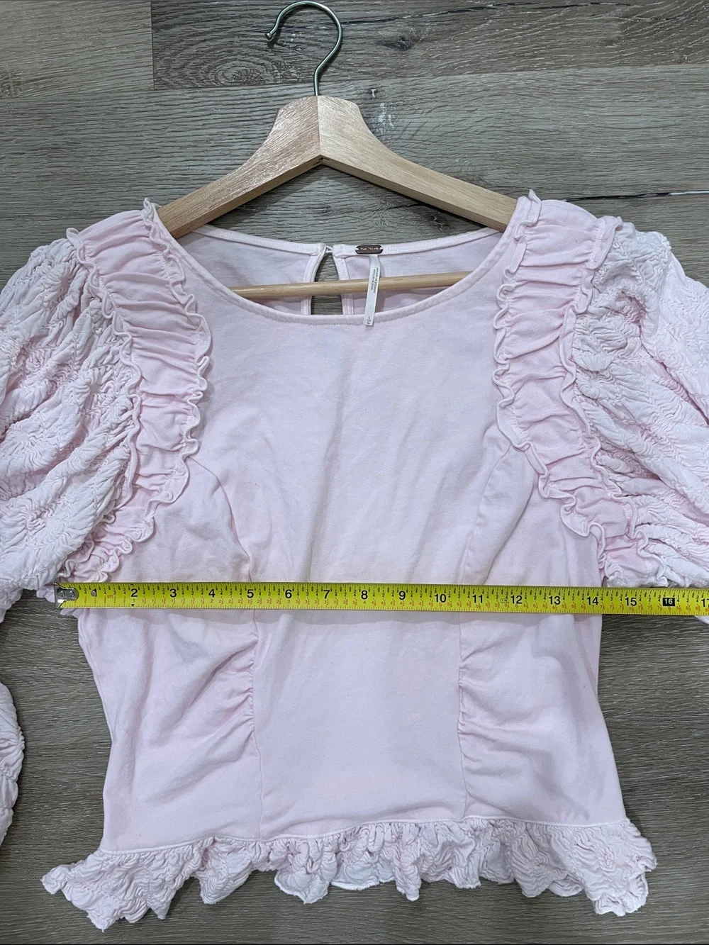 Free People Olivia Top Light Pink Ruffle Floral Long Sleeve Romantic Rare Y2K
